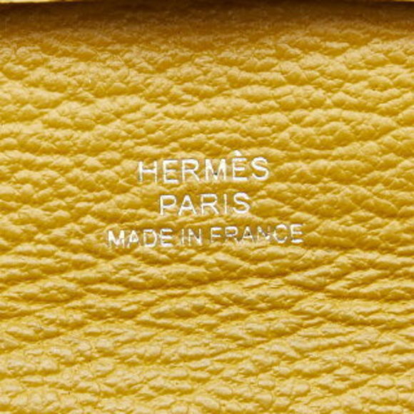 Hermes Bastia Wallet Jaune Ambre Yellow Chevre s - Picture 7 of 9